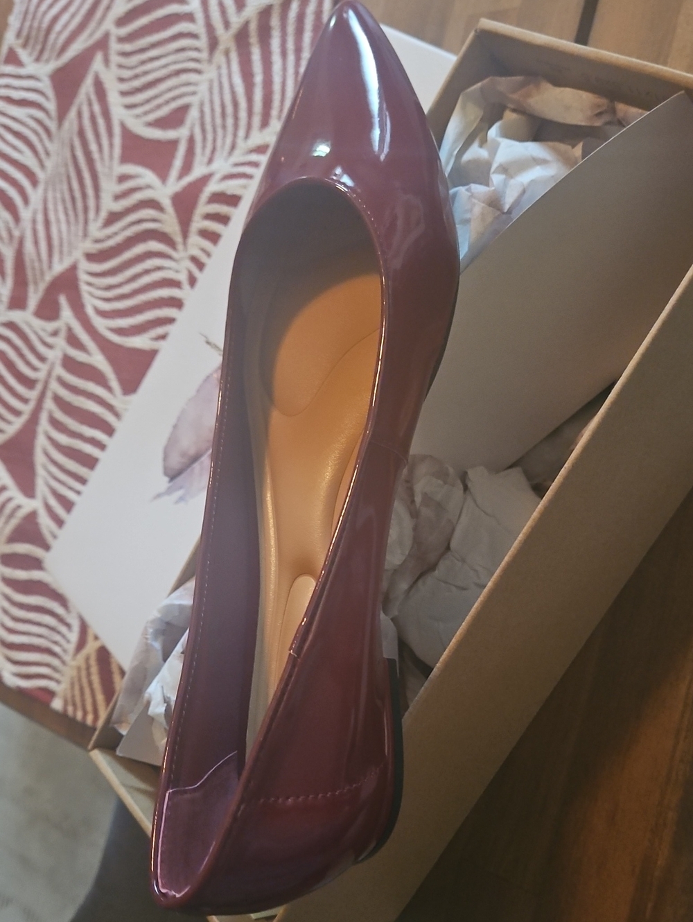 Jessica Simpson Patent Pointed-Toe Pump in Burgundy